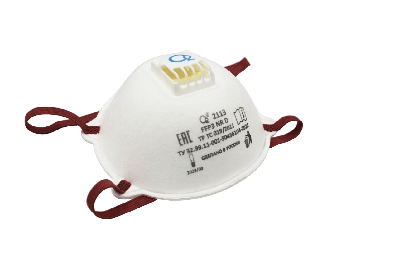 Респиратор-полумаска чашеобразный О2 2113 – FFP3 NR D c клапаном выдоха