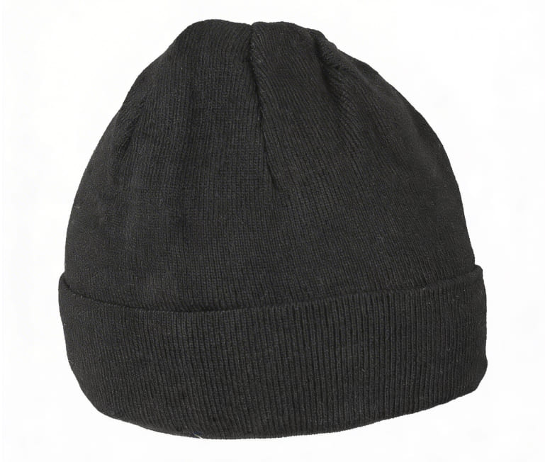Шапка утепленная трикотажная с флисом, черная