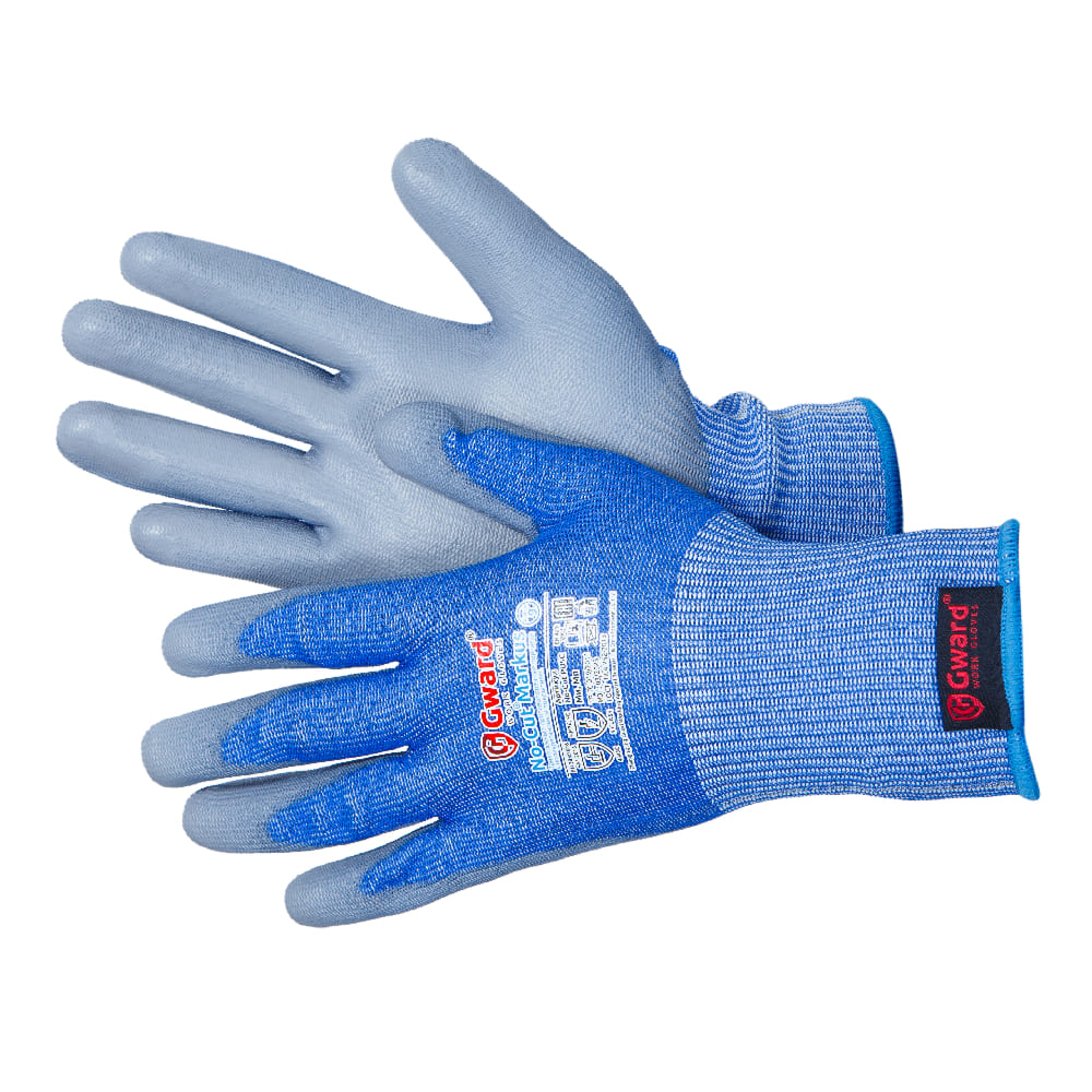 Перчатки из HPPE-нити со стекловолокном с полиуретановым покрытием